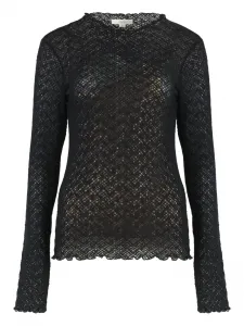 Кружевной топ с длинными рукавами Vince, черный