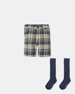 Комплект для малыша: синие шорты в клетку с носочками Tutto Piccolo