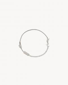 Браслет-сокровище Cassandre из металла и стразов Saint Laurent, серебро