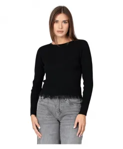 Свитер с длинными рукавами, ребристой отделкой и кисточками Kocca, черный