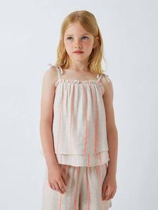 Детский топ с двойными лямками в полоску John Lewis, White, Orange