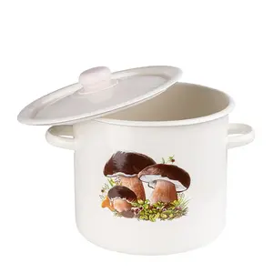 Эмалированная кастрюля 7 л, универсальная кастрюля для приготовления пищи, супа, индукционная кастрюля для мяса, грибов + крышка EMALIA RYBNIK