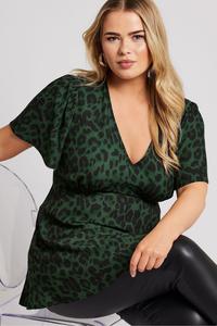 Блузка London с v образным вырезом Yours Curve, зеленый