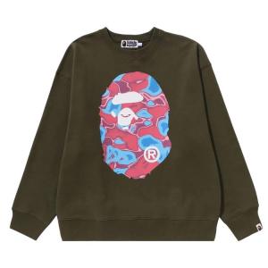 Свитер BAPE Liquid Camo Ape Head Relaxed Fit Crewneck Sweat, Olive Drab