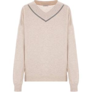 V-образный вырез вязаный джемпер Brunello Cucinelli, бежевый