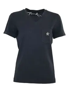 Декорированная футболка Libra с V-образным вырезом Lorena Antoniazzi, черный