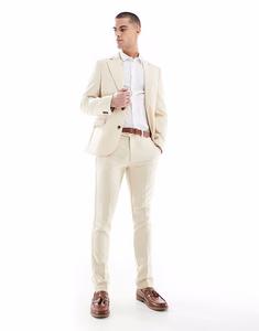 Узкие брюки из шерстяной смеси с плетением Stone Asos Design, серо-бежевый