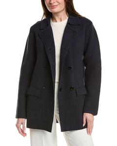 Длинный двубортный кардиган English Factory Polo English Factory, синий