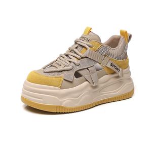 QITUMAUL Женские низкие скейтборд кроссовки желтые[Высота платформы: 8,5 см], цвет Yellow[Platform Height: 8.5cm]