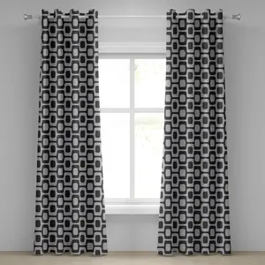 Абстрактная штора на люверсах ABAKUHAUS, современный бело-черный волнистый узор, фрактальная мозаика, декоративные двухпанельные шторы, 280 см x 260 см, цвет черный, бледно-серый, белый