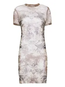 Платье мини с абстрактным узором Jean Paul Gaultier, серый