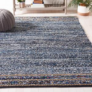 Ковер SAFAVIEH, 122 x 183 см, Cape Cod Collection, Natural & Blue, ручной работы, бохо из джута и хлопка, идеален для помещений с высокой проходимостью: прихожая, гостиная, спальня (CAP366A)