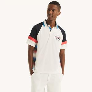Мужская рубашка-поло Nautica Competition Sustainably Crafted Colorblock Classic Fit, цвет bright white
