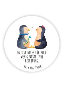 Mr. & Mrs. Panda Магнит на холодильник с изображением пары пингвинов и надписью белого цвета