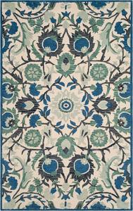 SAFAVIEH Antiquity Collection ковер, 61 x 92 см, Ivory & Blue, ручной работы цветочный шерстяной, идеально для помещений с высокой проходимостью в прихожей, гостиной, спальне (AT59B)