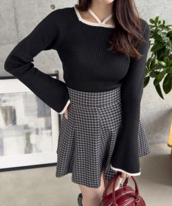 Вязаный топ с расклешенными рукавами и лентой на спине (цветовая гамма)