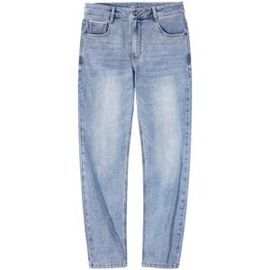 Джинсы мужские прямого кроя Casual, эластичные, дышащие, с эффектом поношенности, Cotton Like CAMEL, светло-синий