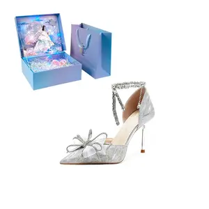 WUGUNIANG Туфли-лодочки на шпильке "Звёздное серебро" с 3D-принтом крыльев бабочки, цвет Starry Silver[Butterfly Wing Dimension 3D Box]