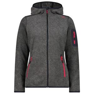 Женская куртка с фиксированным капюшоном, жаккардовая трикотажная полоска - флисовая куртка Cmp, Antracite