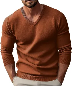 Мужской свитер с v-образным вырезом slim fit