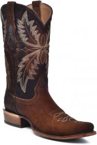 Мужские ковбойские сапоги CORRAL с шоколадной вышивкой, узким квадратным носком, кожаной подошвой, из овечьей/коровьей кожи, модель C4023 Corral Boots
