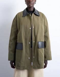 Куртка Topshop с накладным карманом темно-зеленого цвета