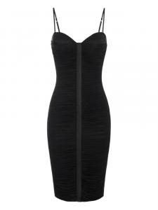 Платье с рюшами и бретельками Elisabetta Franchi, черный