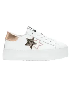 Белые кожаные кроссовки с медными и черными деталями. 2Star, белый