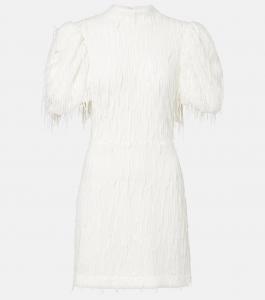 Свадебное мини-платье с пайетками и пышными рукавами Rotate, Egret
