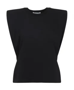 Футболка Eva с наплечниками, подчеркивающая мускулатуру. The Frankie Shop, черный