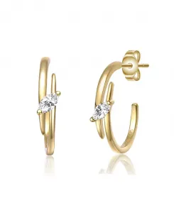 Серьги-Кольца с двойным изгибом из стерлингового серебра 14 карат, покрытые золотом, с прозрачными кубическими цирконами Genevive, gold