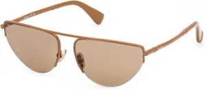 Солнцезащитные очки MaxMara MM0122 45E, блестящие, светло-коричневые, размер 58/15/135, женские, 45e Shiny Light Brown
