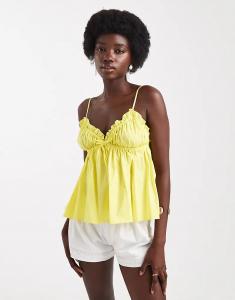 Топ Miss Selfridge из поплина на бретельках желтого цвета