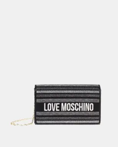 Черная сумка с клапаном и плечевым ремнем на цепочке Love Moschino, чёрный
