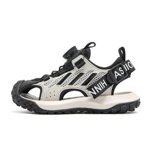 Детские сандалии с низким верхом, противоскользящие, с амортизацией, устойчивые к истиранию, дышащие, с противоскользящей подошвой NEZHACHAOHAI, черный/белый