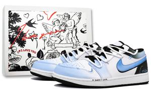 Jordan Кроссовки Air 1 с амортизацией низкие винтажные баскетбольные унисекс Sweet Blue в коробке Sweet Blue, цвет Sweet Blue Box