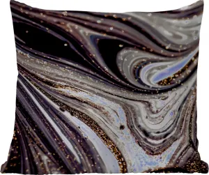 Подушка для улицы - под мрамор - черный - золотой - белый - блестящий - мрамор - 40 x 40 см - водонепроницаемая - подушка для отдыха - подголовник - внутренняя обивка с изображением MuchoWow