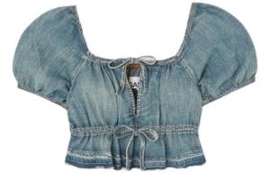 GANNI Женский голубой топ