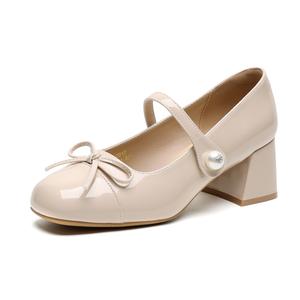 Туфли Мэри Джейн на массивном каблуке для женщин HUANAI, Pink