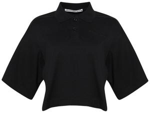 Укороченная футболка-поло с коротким рукавом Alexander Wang, черная