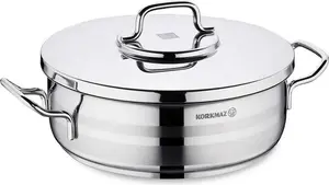 Кастрюля Astra2 низкая 32 x 12 см - 10,25 л, нержавеющая сталь с крышкой Korkmaz