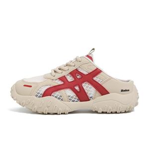 Женские сандалии с закрытым носком, устойчивые к истиранию и резиновой подошве BAKE, Khaki Red