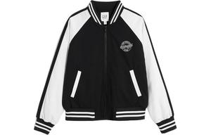 Бейсбольная майка женская с воротником-стойкой, умеренно прямого кроя GAP, черный белый