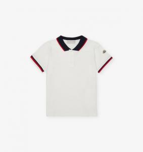 Футболка-Поло из хлопкового джерси с трехцветной отделкой для детей 4–14 лет Moncler, бежевый