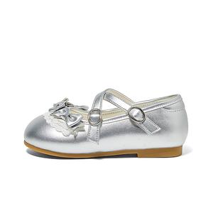 Нескользящие и дышащие детские кожаные туфли Snoffy, серебряный