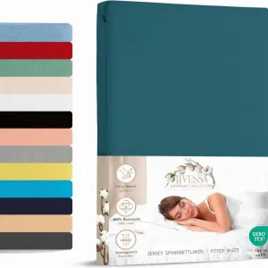 Простыня на резинке джерси 160х200 см 100% хлопок петролеум