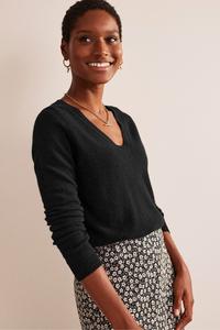 Кашемировый свитер Eva с V-образным вырезом Boden, черный