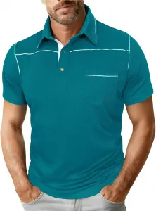 Мужская футболка-поло с коротким рукавом и лацканом для гольфа и тренажерного зала