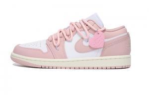 Jordan Баскетбольные кроссовки Air 1 Anti-Slip, износостойкие, низкие, винтажные, женские, розовые, белые