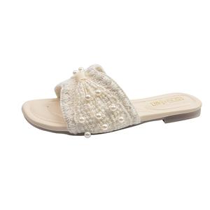 Puppytown Женские противоскользящие устойчивые к истиранию сланцы с резиновой подошвой бежевые, цвет Beige